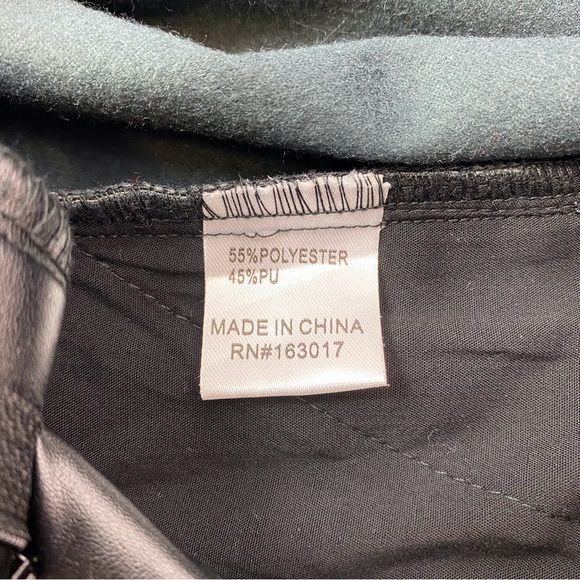 Princess Polly Love Club Black Faux Vegan Leather Straight Pants Pleated Waist - Picture 12 of 16